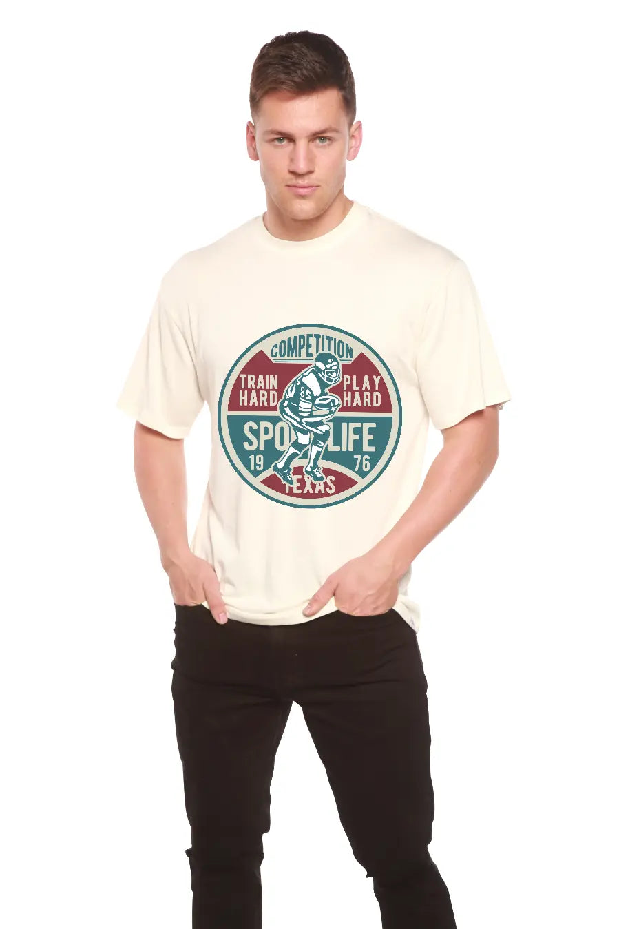 Football Competition Men's Bamboo Viscose/Organic Cotton Short Sleeve Graphic T-Shirt Spun Bamboo