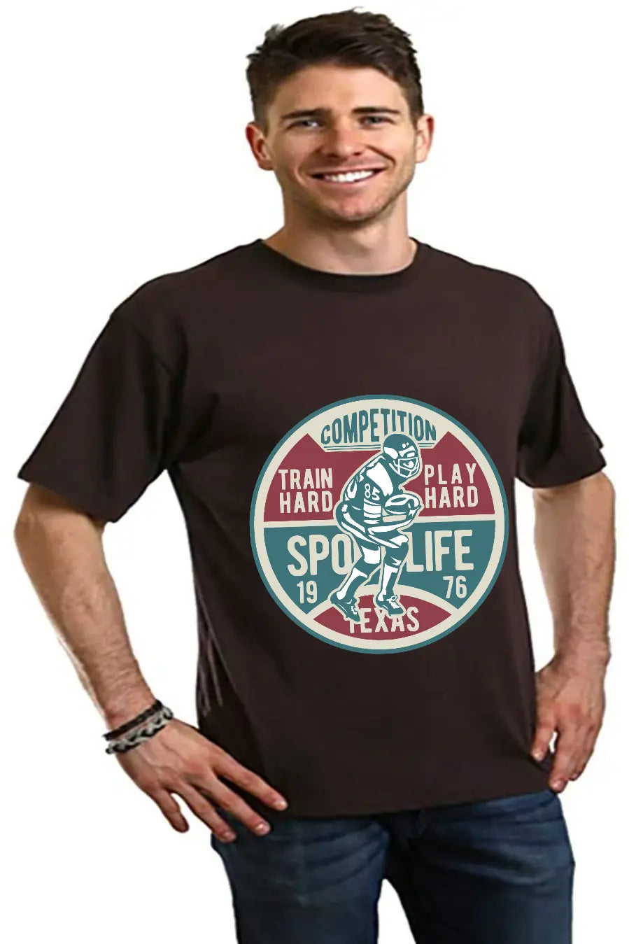 Football Competition Men's Bamboo Viscose/Organic Cotton Short Sleeve Graphic T-Shirt Spun Bamboo