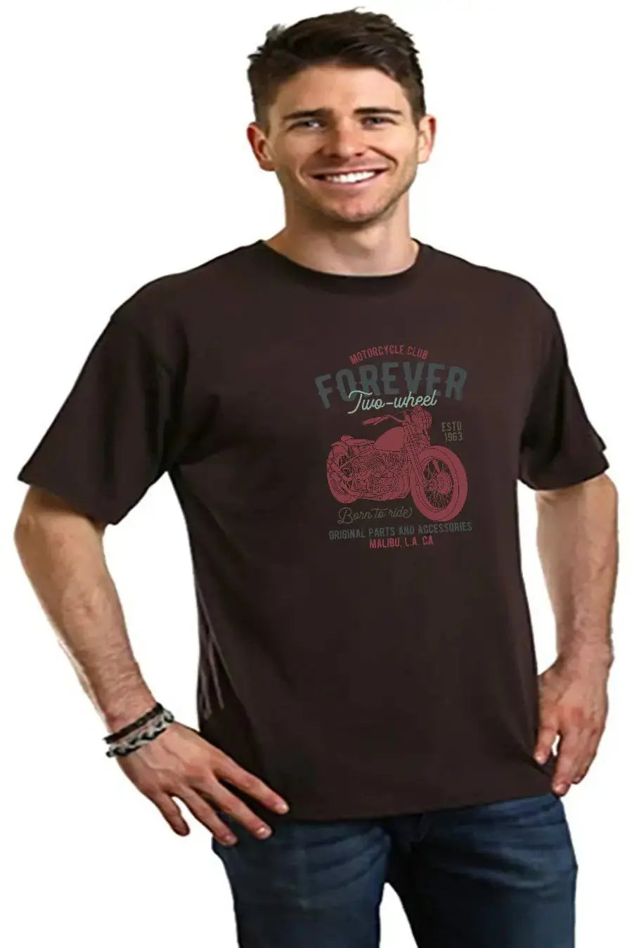 FOREVER TWO WHEEL Men's Bamboo Viscose/Organic Cotton Short Sleeve Graphic T-Shirt Spun Bamboo