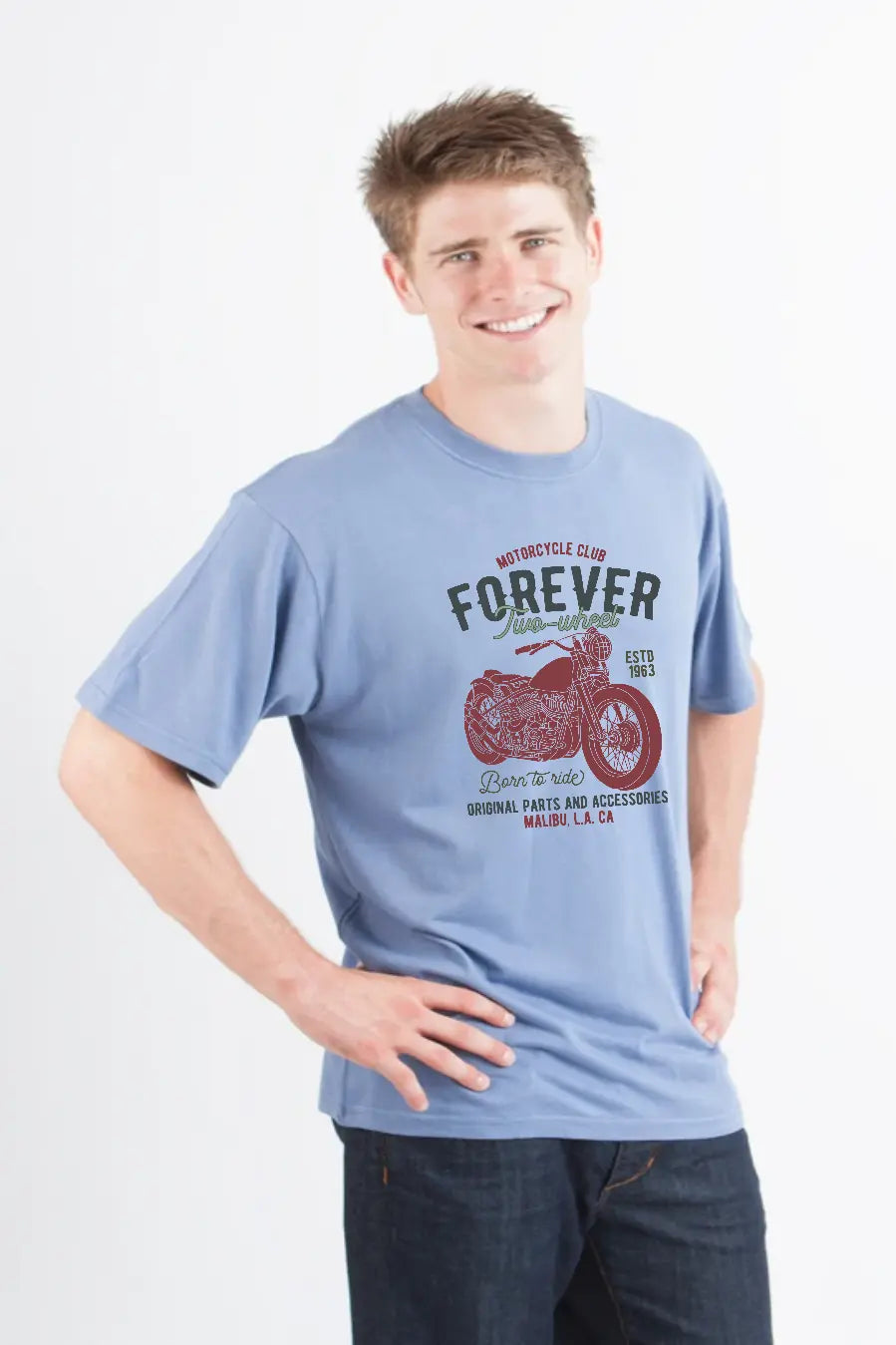 FOREVER TWO WHEEL Men's Bamboo Viscose/Organic Cotton Short Sleeve Graphic T-Shirt Spun Bamboo