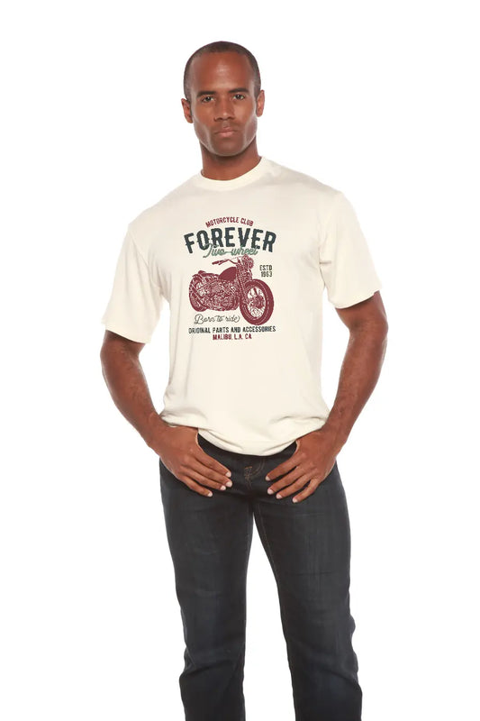 FOREVER TWO WHEEL Men's Bamboo Viscose/Organic Cotton Short Sleeve Graphic T-Shirt Spun Bamboo