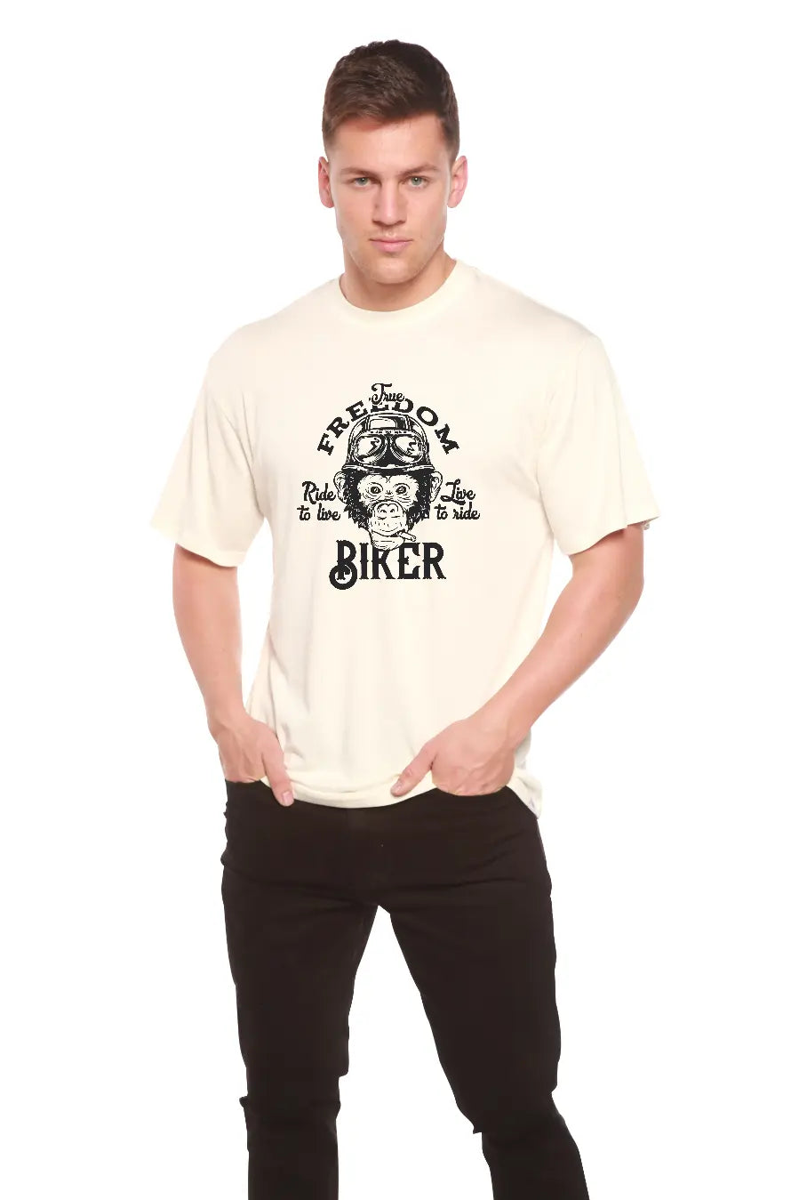 Freedom Biker Men's Bamboo Viscose/Organic Cotton Short Sleeve Graphic T-Shirt Spun Bamboo
