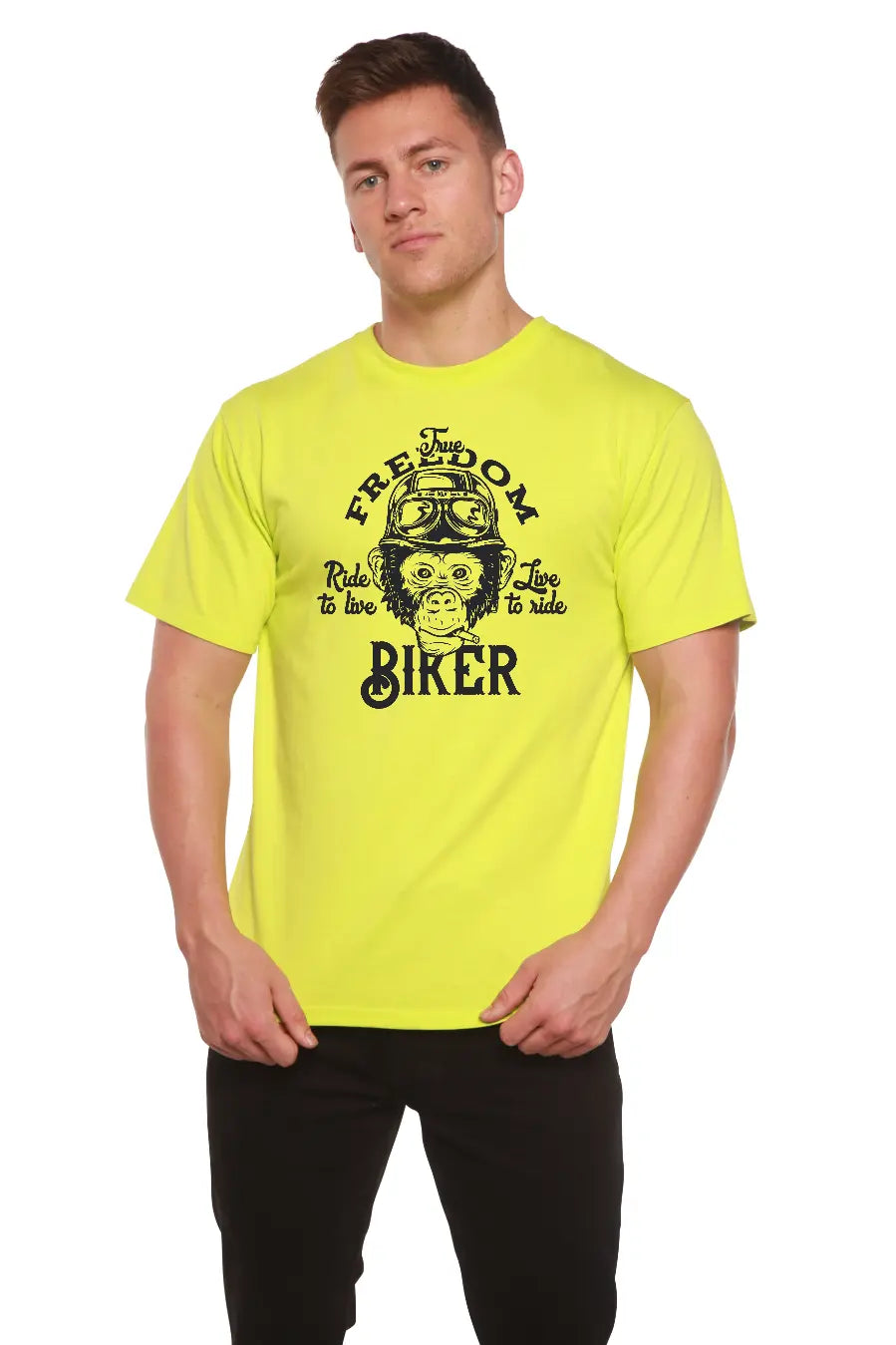 Freedom Biker Men's Bamboo Viscose/Organic Cotton Short Sleeve Graphic T-Shirt Spun Bamboo