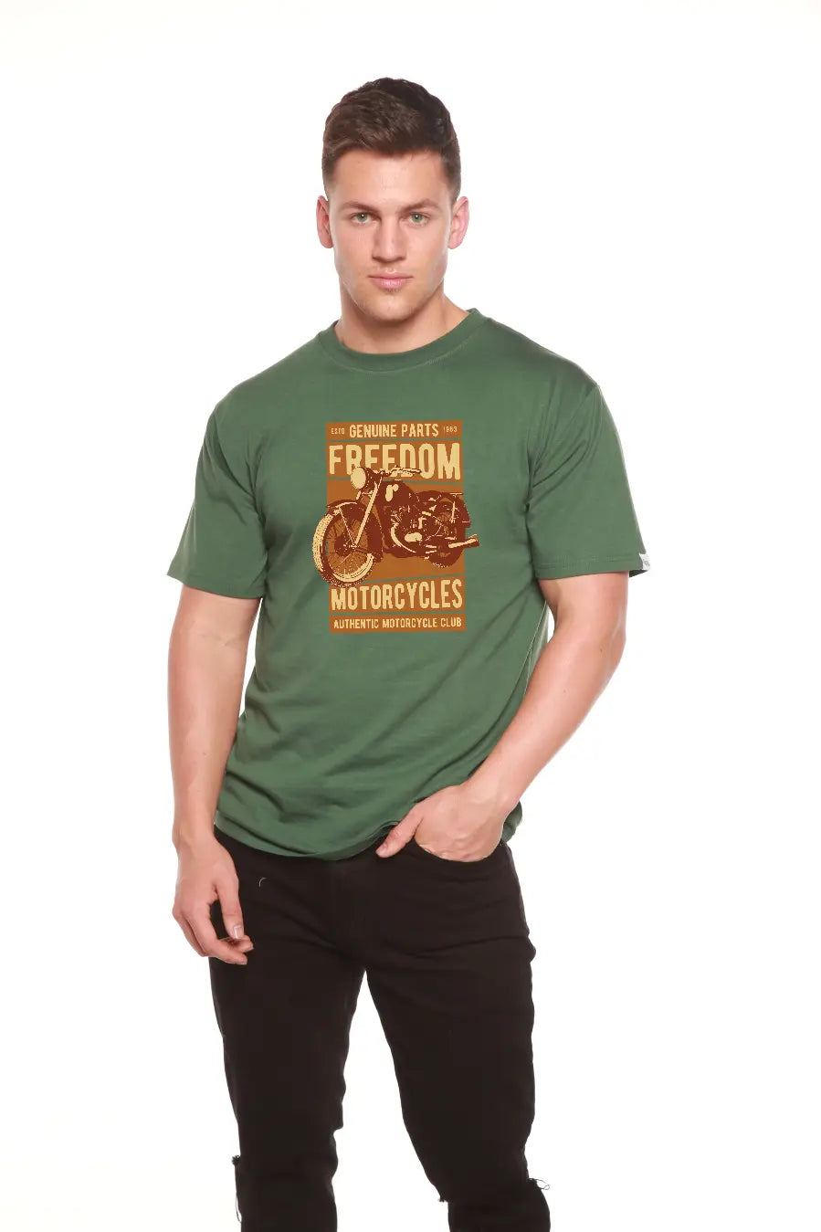 Freedom Motorcycles Men's Bamboo Viscose/Organic Cotton Short Sleeve Graphic T-Shirt Spun Bamboo
