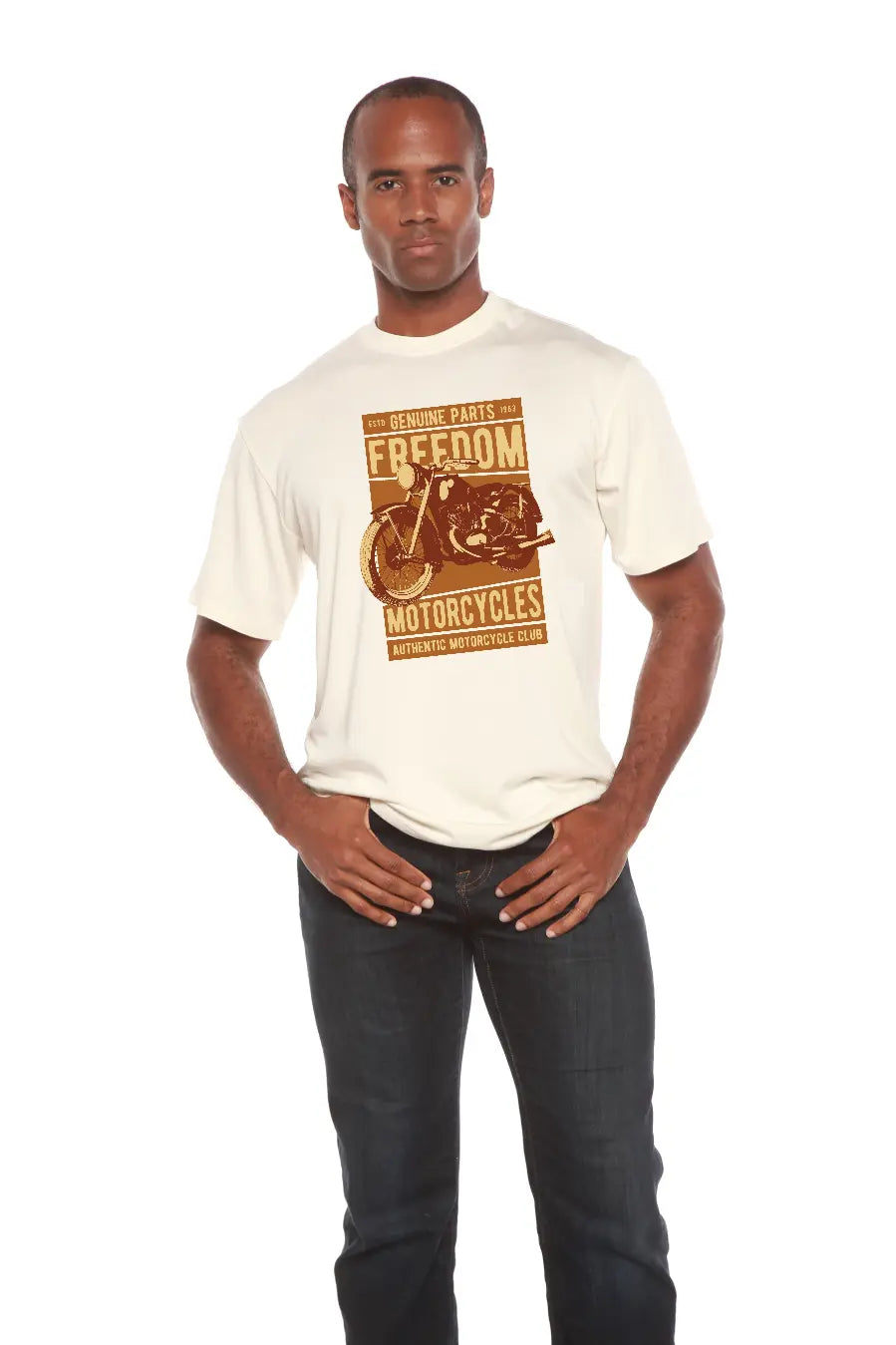 Freedom Motorcycles Men's Bamboo Viscose/Organic Cotton Short Sleeve Graphic T-Shirt Spun Bamboo