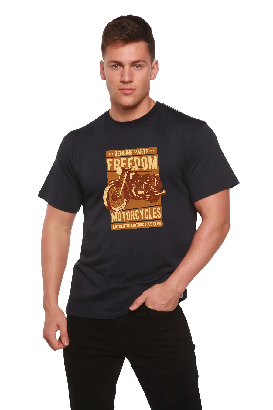 Freedom Motorcycles Men's Bamboo Viscose/Organic Cotton Short Sleeve Graphic T-Shirt Spun Bamboo