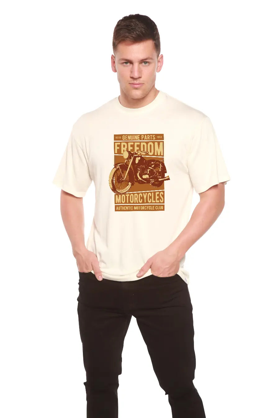 Freedom Motorcycles Men's Bamboo Viscose/Organic Cotton Short Sleeve Graphic T-Shirt Spun Bamboo