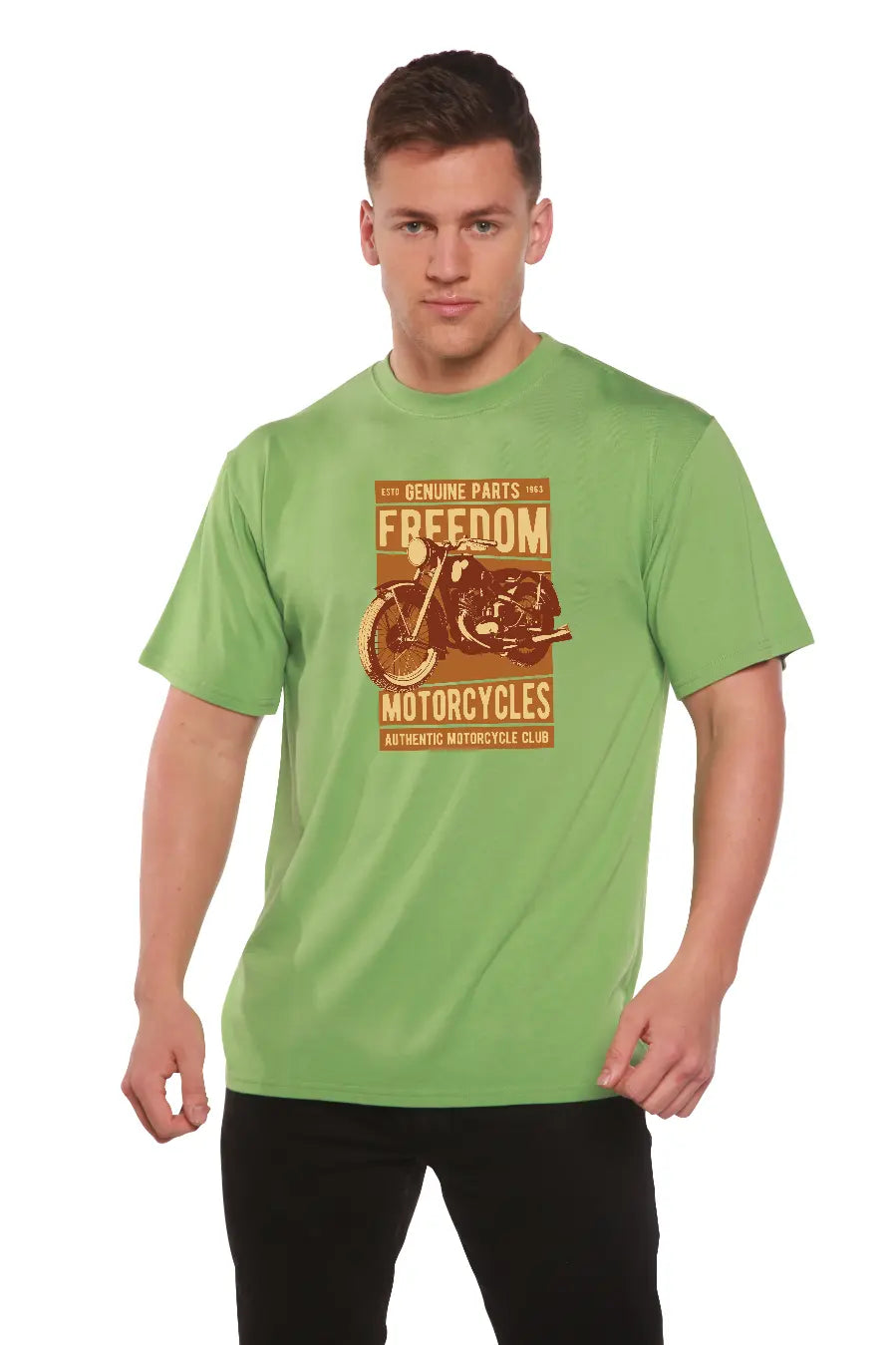 Freedom Motorcycles Men's Bamboo Viscose/Organic Cotton Short Sleeve Graphic T-Shirt Spun Bamboo