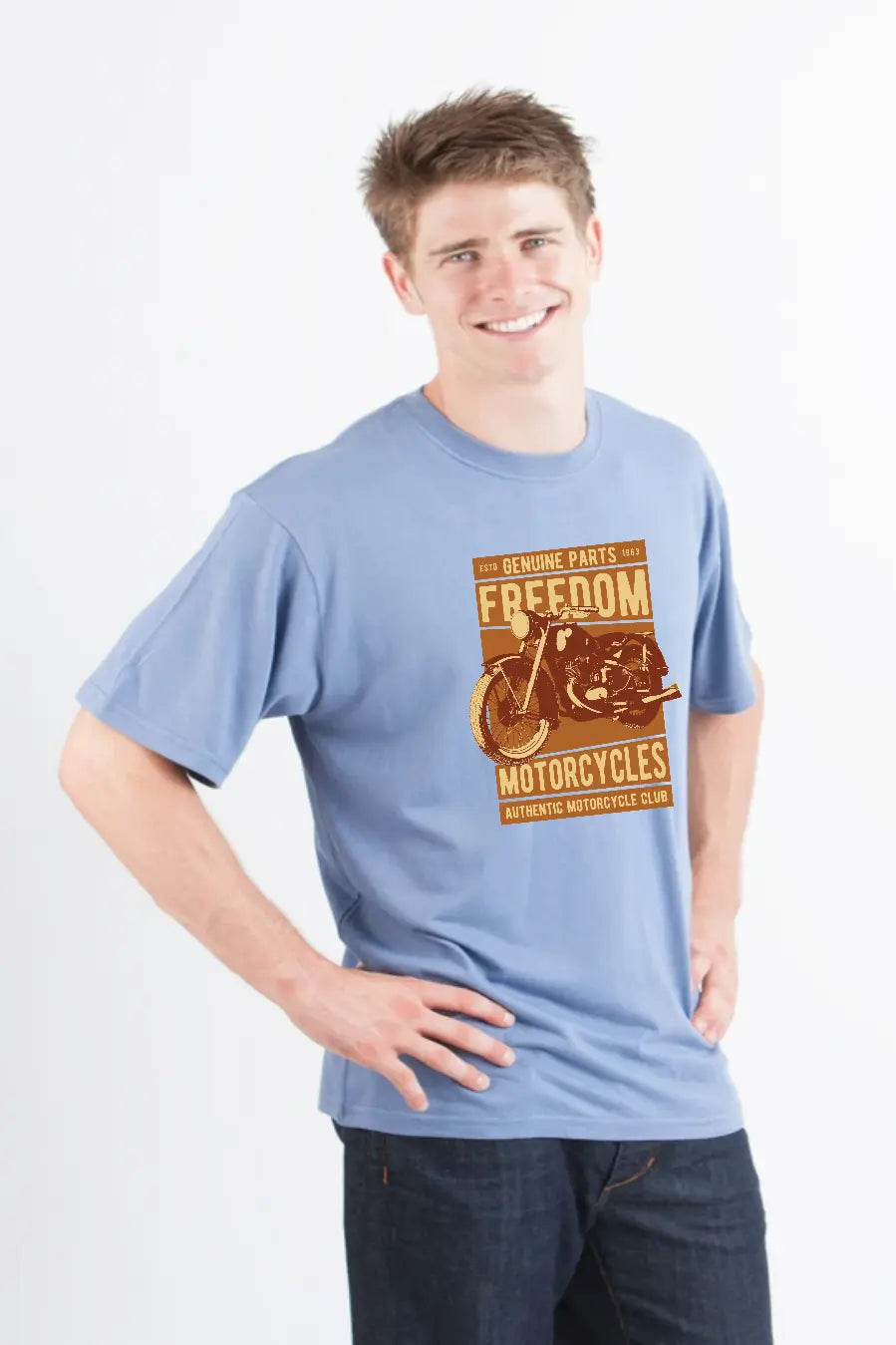 Freedom Motorcycles Men's Bamboo Viscose/Organic Cotton Short Sleeve Graphic T-Shirt Spun Bamboo
