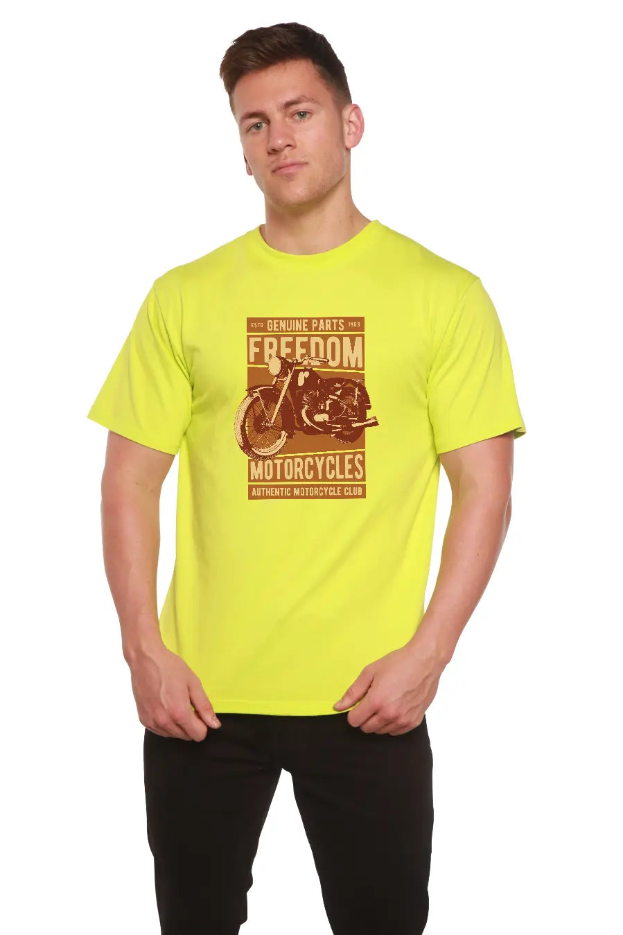 Freedom Motorcycles Men's Bamboo Viscose/Organic Cotton Short Sleeve Graphic T-Shirt Spun Bamboo
