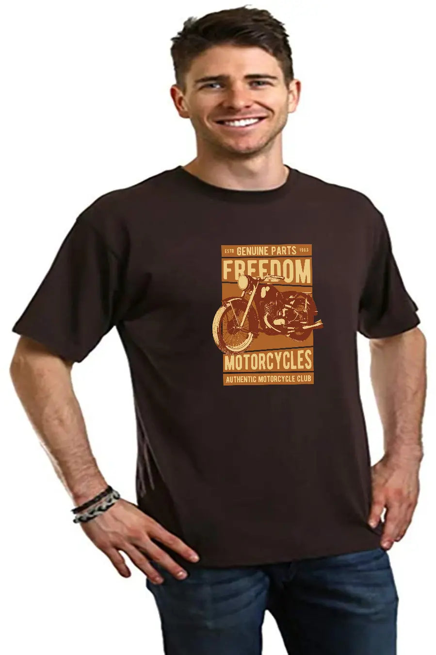 Freedom Motorcycles Men's Bamboo Viscose/Organic Cotton Short Sleeve Graphic T-Shirt Spun Bamboo