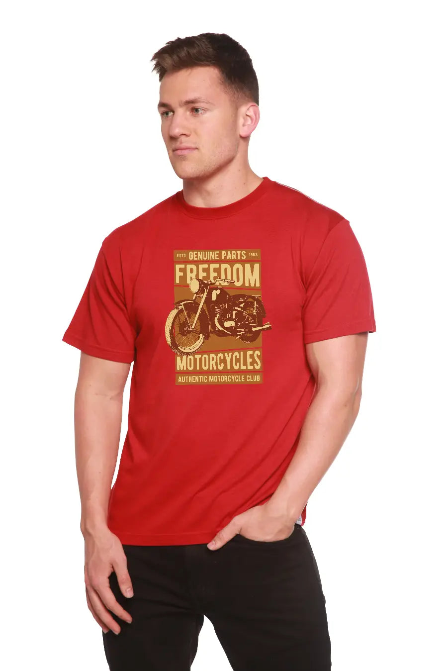 Freedom Motorcycles Men's Bamboo Viscose/Organic Cotton Short Sleeve Graphic T-Shirt Spun Bamboo