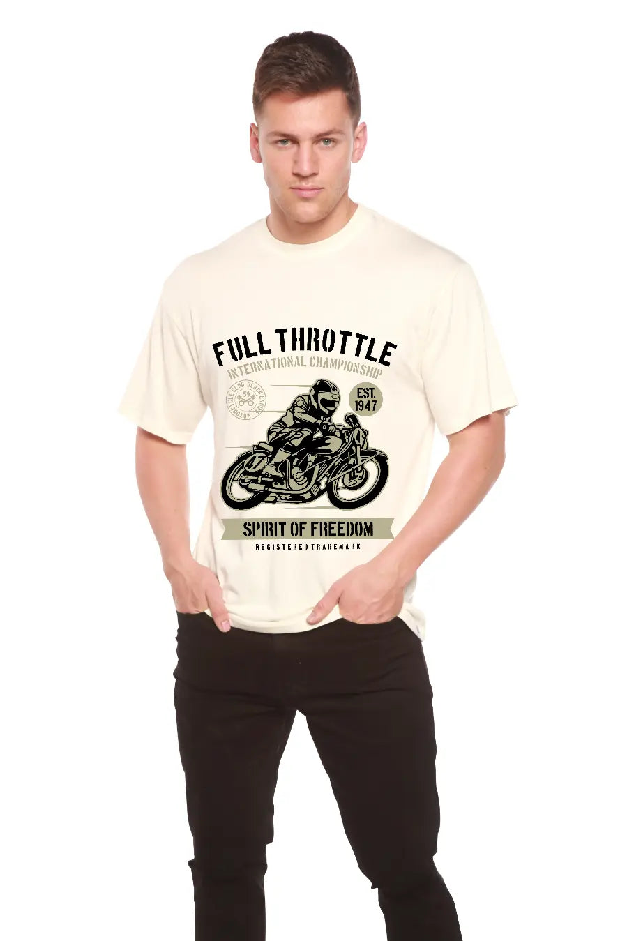 Fuul Throttle Men's Bamboo Viscose/Organic Cotton Short Sleeve Graphic T-Shirt Spun Bamboo