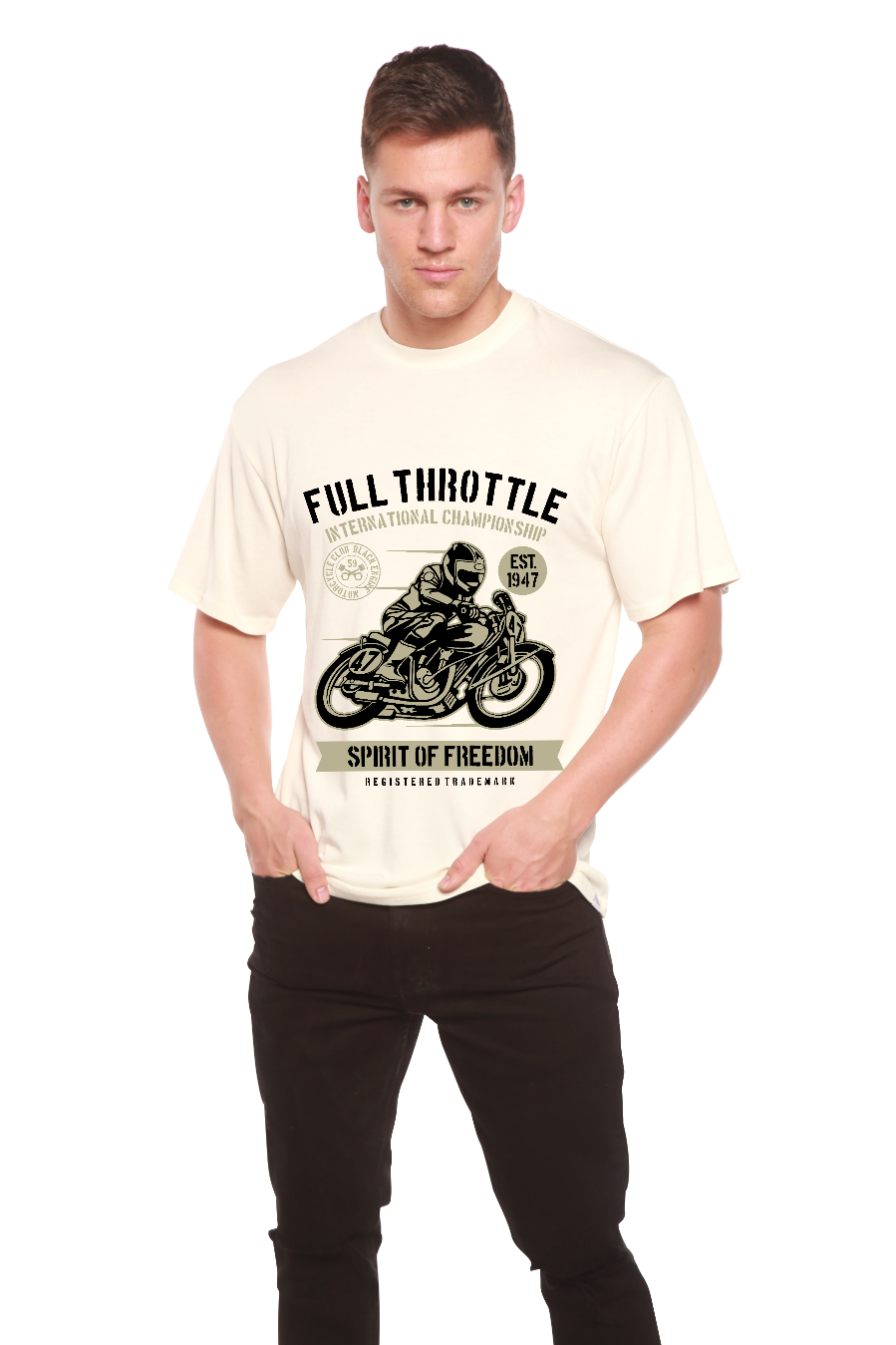 Fuul Throttle Men's Bamboo Viscose/Organic Cotton Short Sleeve Graphic T-Shirt Spun Bamboo