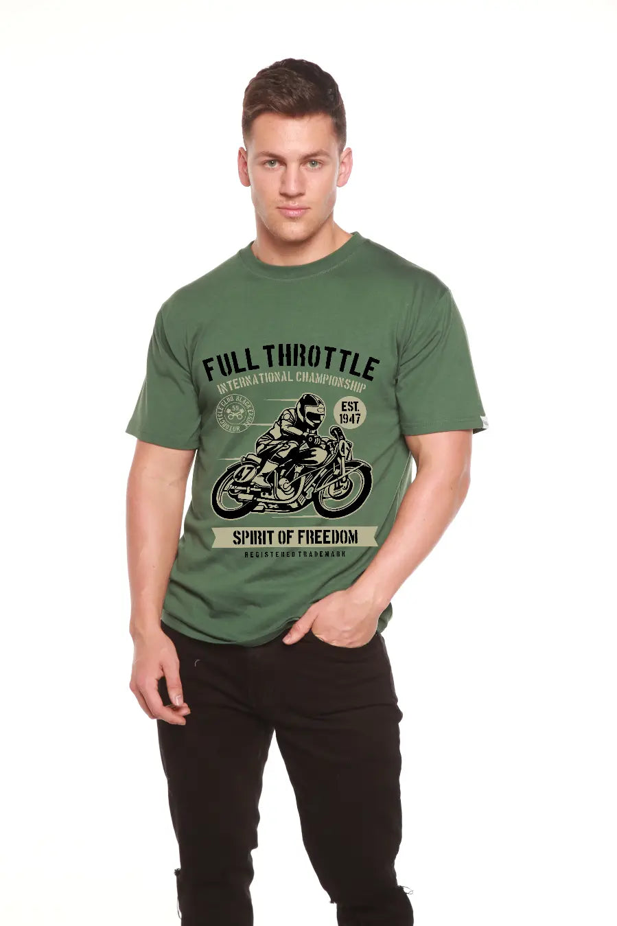 Fuul Throttle Men's Bamboo Viscose/Organic Cotton Short Sleeve Graphic T-Shirt Spun Bamboo