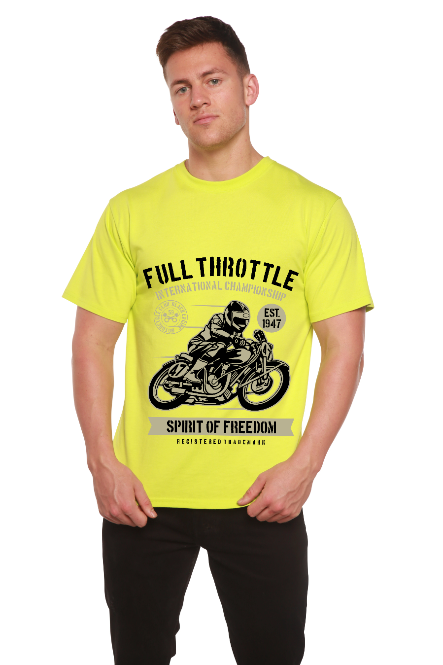 Fuul Throttle Men's Bamboo Viscose/Organic Cotton Short Sleeve Graphic T-Shirt Spun Bamboo