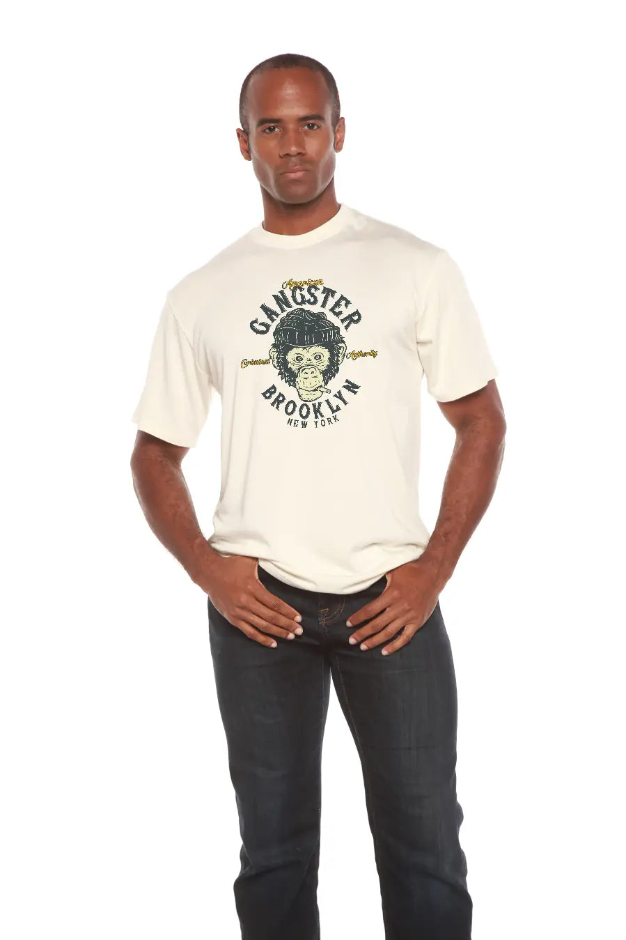Gangster Brooklyn Men's Bamboo Viscose/Organic Cotton Short Sleeve Graphic T-Shirt Spun Bamboo