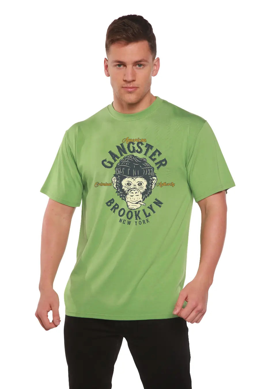 Gangster Brooklyn Men's Bamboo Viscose/Organic Cotton Short Sleeve Graphic T-Shirt Spun Bamboo