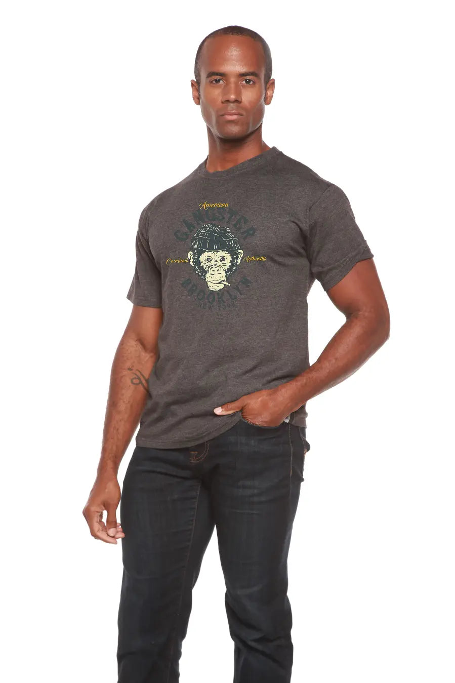 Gangster Brooklyn Men's Bamboo Viscose/Organic Cotton Short Sleeve Graphic T-Shirt Spun Bamboo