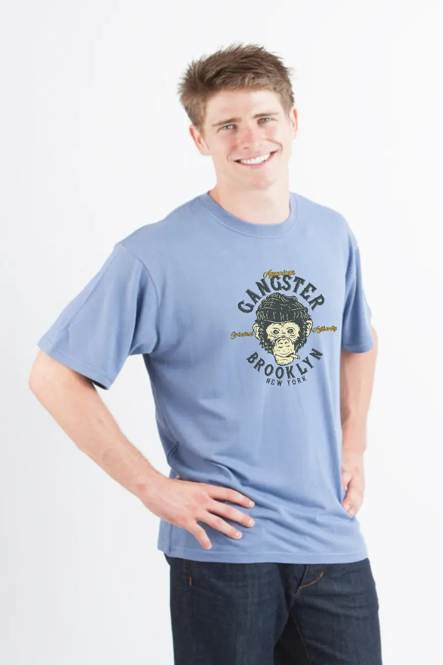 Gangster Brooklyn Men's Bamboo Viscose/Organic Cotton Short Sleeve Graphic T-Shirt Spun Bamboo