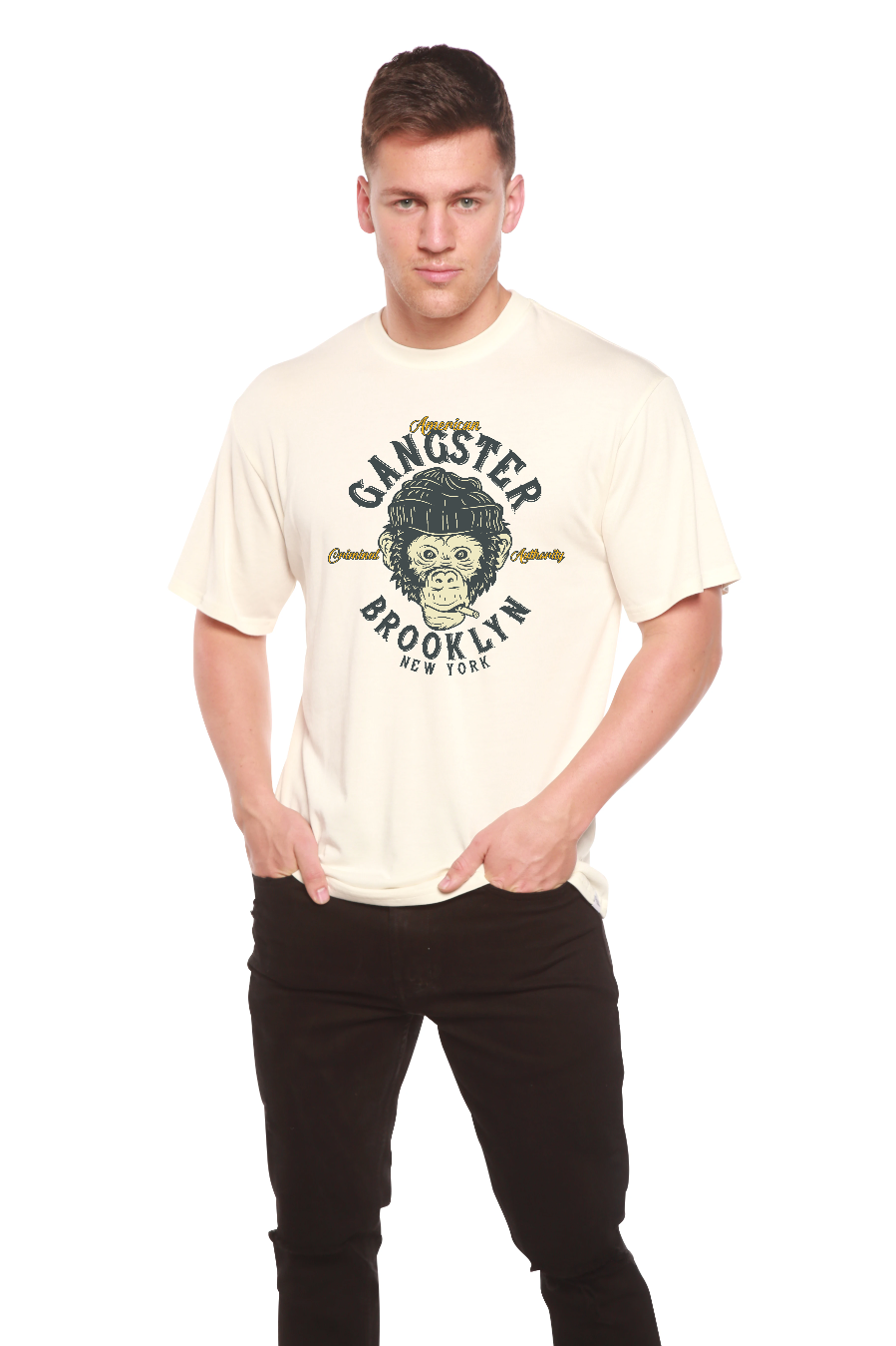 Gangster Brooklyn Men's Bamboo Viscose/Organic Cotton Short Sleeve Graphic T-Shirt Spun Bamboo