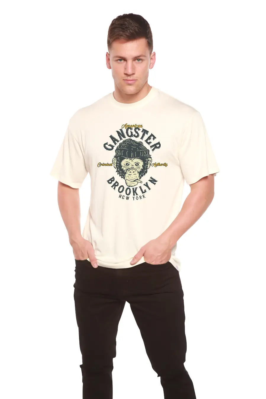 Gangster Brooklyn Men's Bamboo Viscose/Organic Cotton Short Sleeve Graphic T-Shirt Spun Bamboo