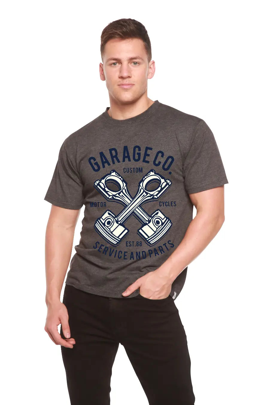 Garage Co Men's Bamboo Viscose/Organic Cotton Short Sleeve Graphic T-Shirt Spun Bamboo