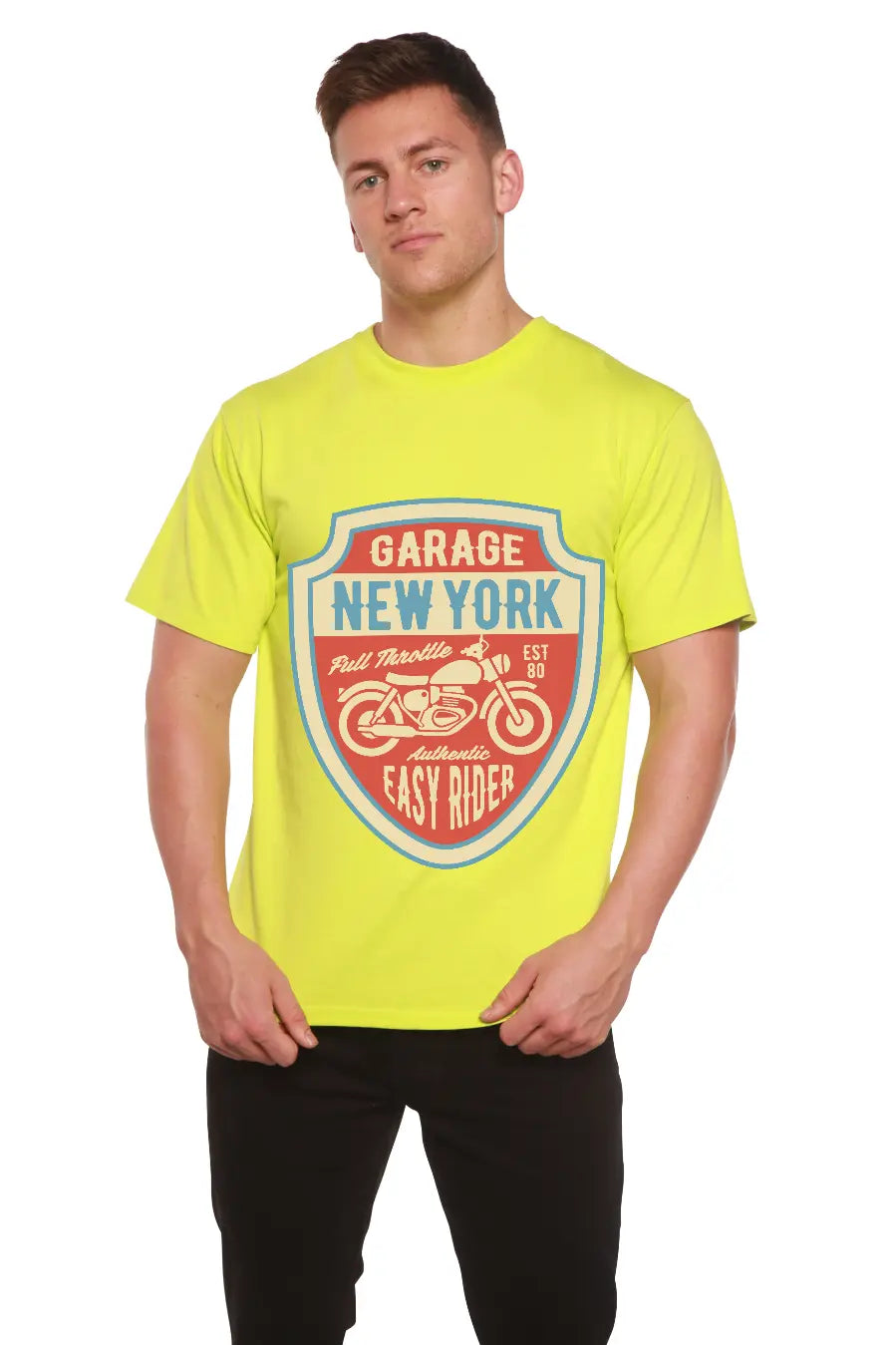 Garage New York Men's Bamboo Viscose/Organic Cotton Short Sleeve Graphic T-Shirt Spun Bamboo