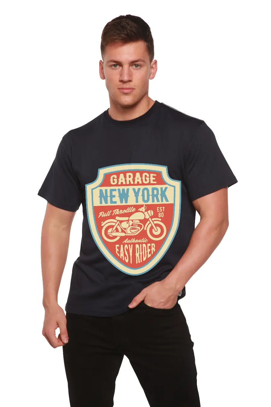 Garage New York Men's Bamboo Viscose/Organic Cotton Short Sleeve Graphic T-Shirt Spun Bamboo