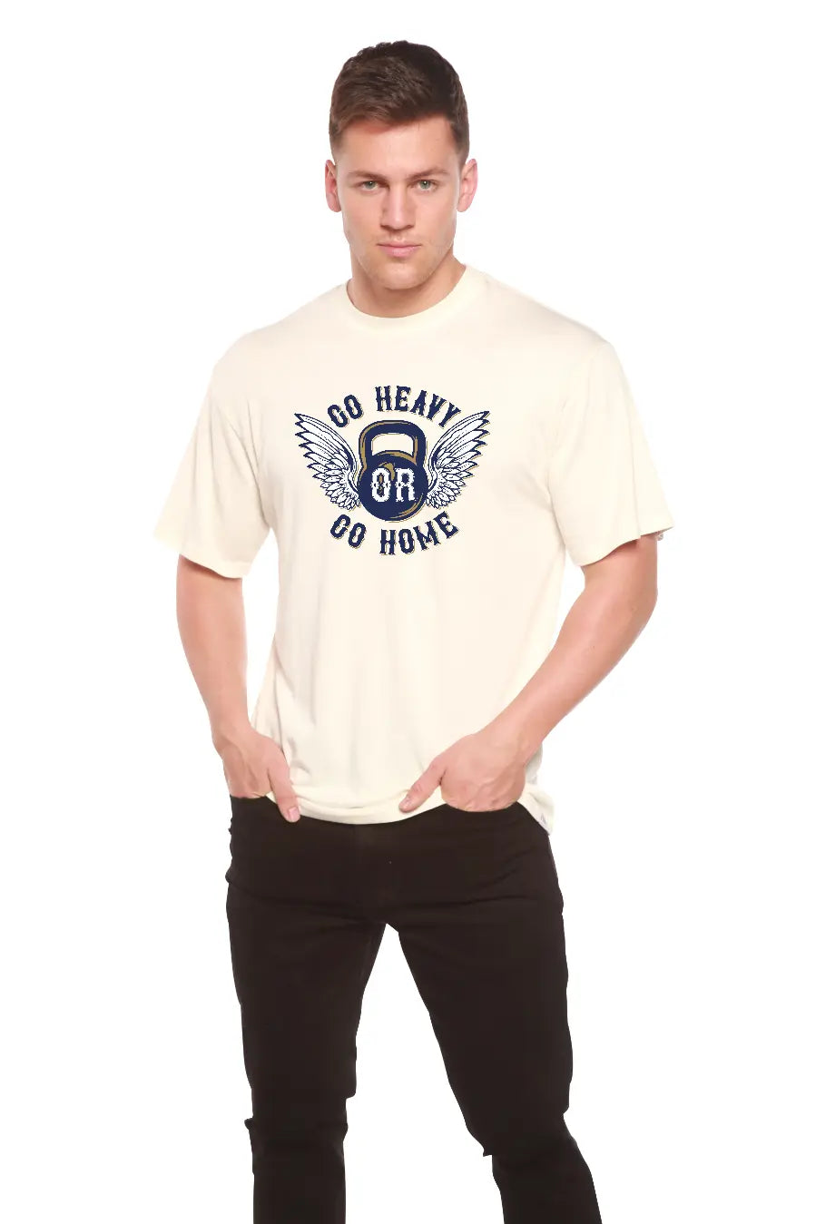 GO HEAVY Men's Bamboo Viscose/Organic Cotton Short Sleeve Graphic T-Shirt Spun Bamboo