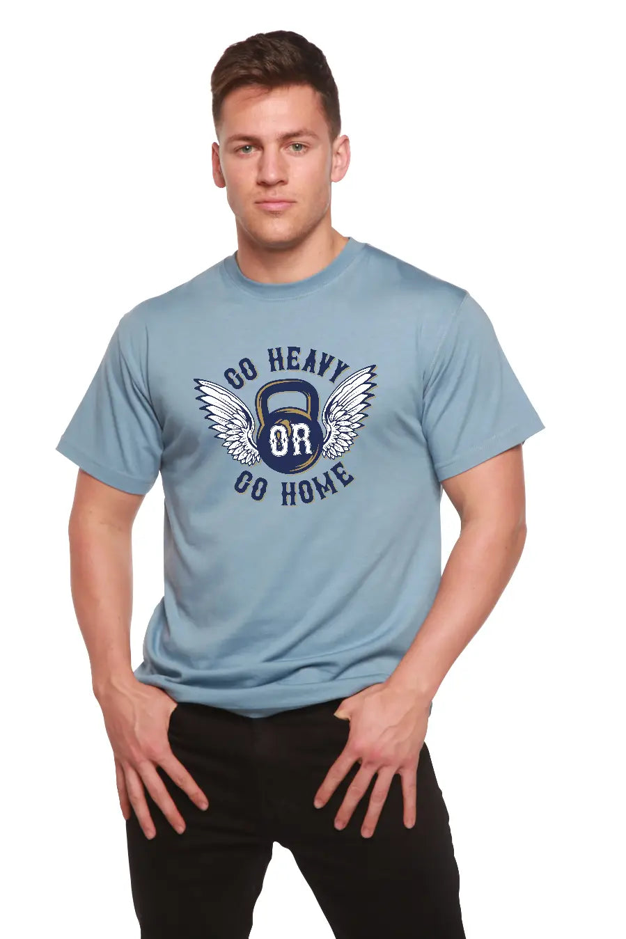 GO HEAVY Men's Bamboo Viscose/Organic Cotton Short Sleeve Graphic T-Shirt Spun Bamboo