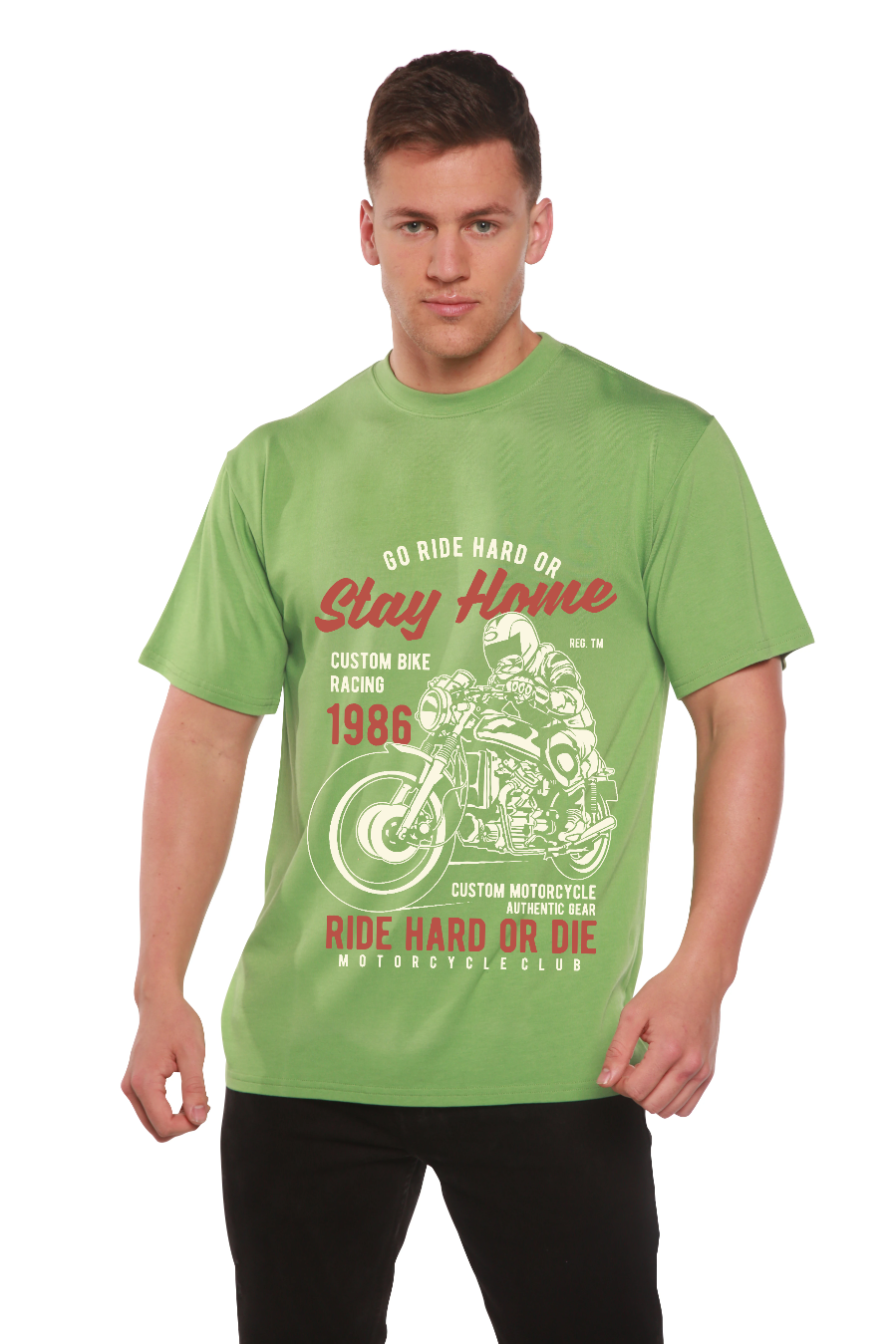 Go Ride Hard Men's Bamboo Viscose/Organic Cotton Short Sleeve Graphic T-Shirt Spun Bamboo