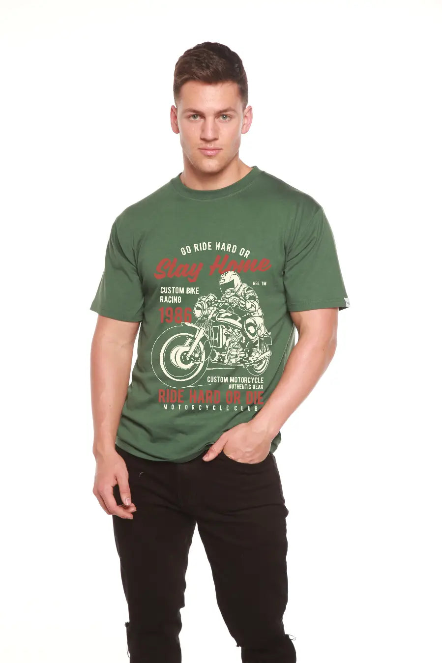 Go Ride Hard Men's Bamboo Viscose/Organic Cotton Short Sleeve Graphic T-Shirt Spun Bamboo