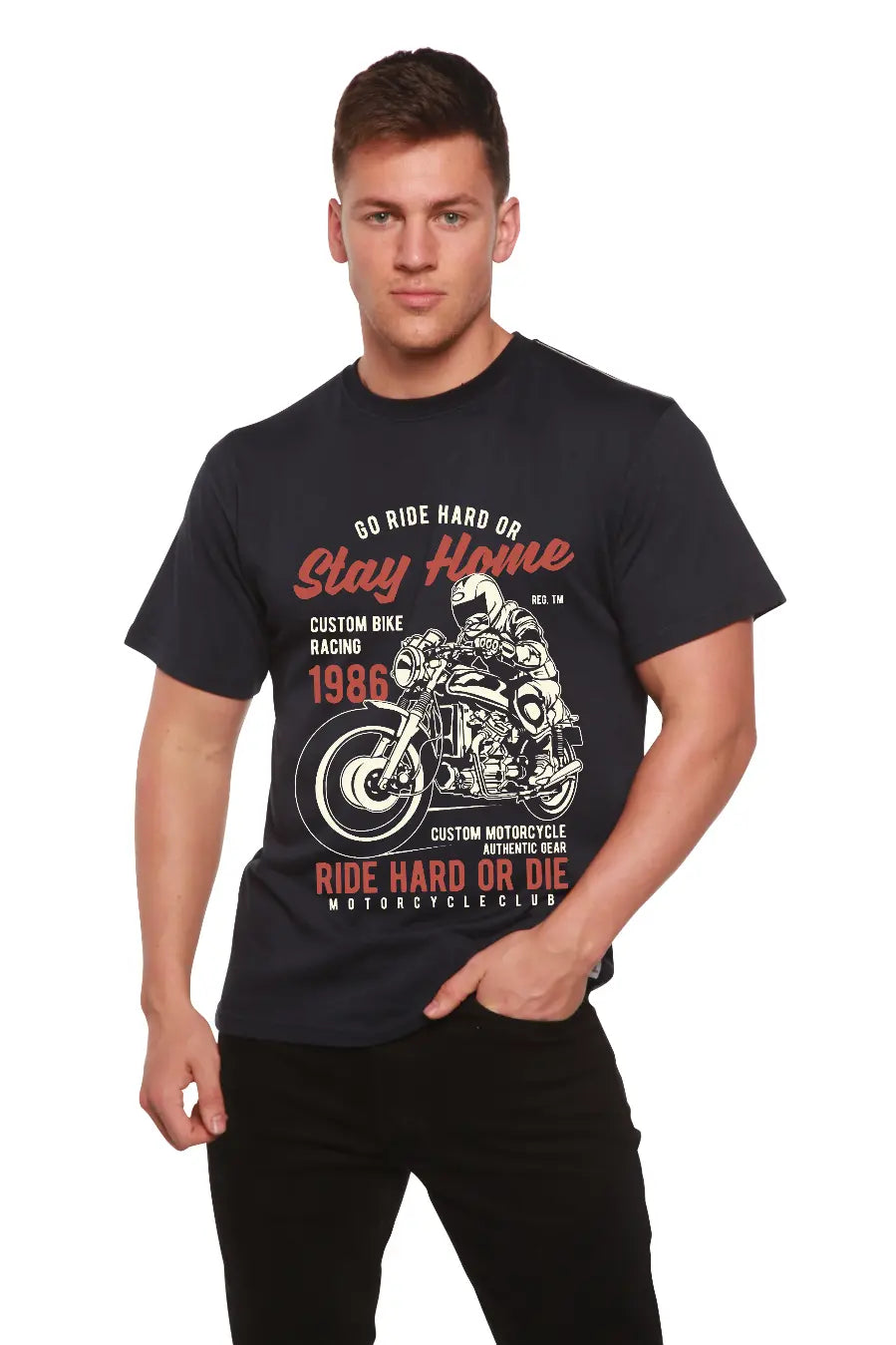 Go Ride Hard Men's Bamboo Viscose/Organic Cotton Short Sleeve Graphic T-Shirt Spun Bamboo