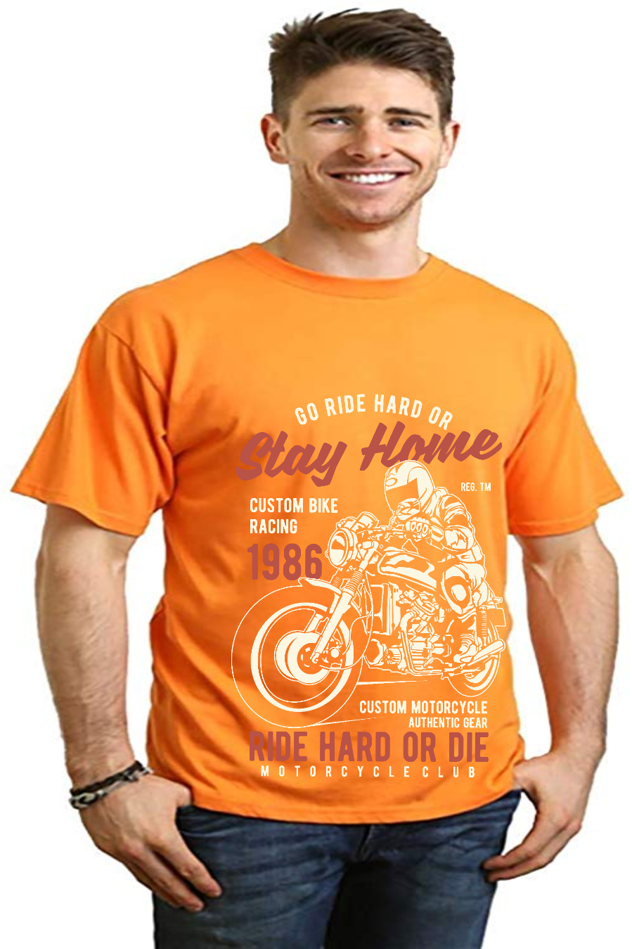 Go Ride Hard Men's Bamboo Viscose/Organic Cotton Short Sleeve Graphic T-Shirt Spun Bamboo