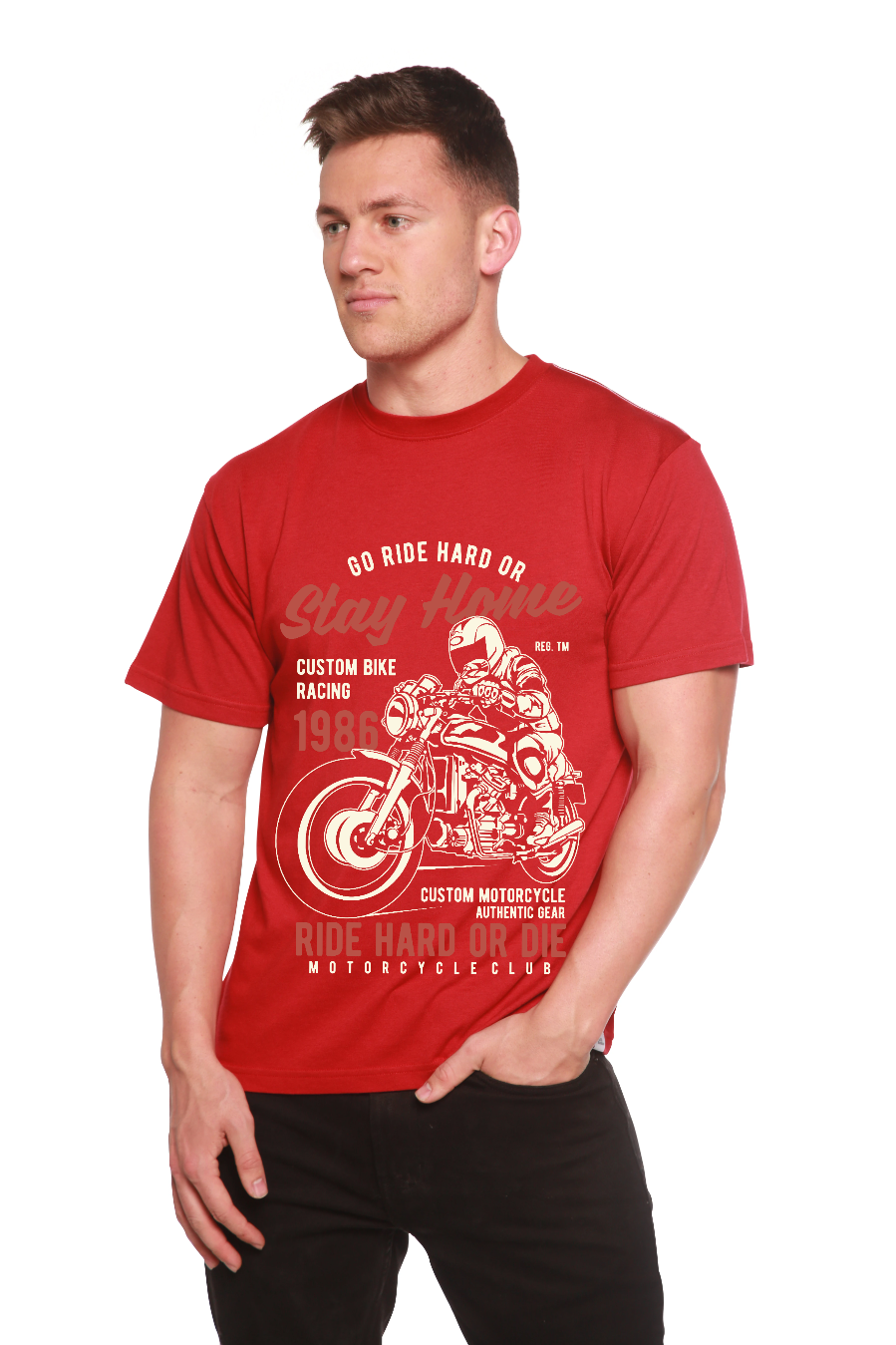 Go Ride Hard Men's Bamboo Viscose/Organic Cotton Short Sleeve Graphic T-Shirt Spun Bamboo