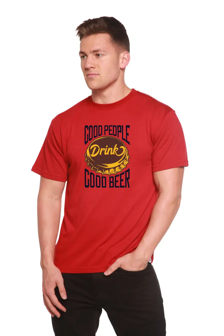 Good People Men's Bamboo Viscose/Organic Cotton Short Sleeve Graphic T-Shirt Spun Bamboo