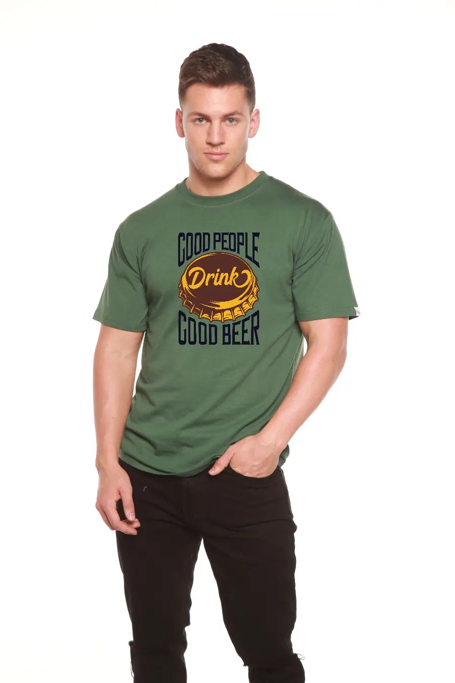 Good People Men's Bamboo Viscose/Organic Cotton Short Sleeve Graphic T-Shirt Spun Bamboo