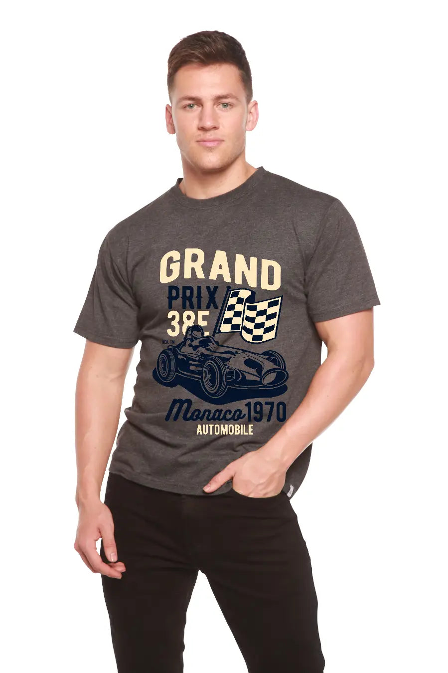 Grand Prix Men's Bamboo Viscose/Organic Cotton Short Sleeve Graphic T-Shirt Spun Bamboo