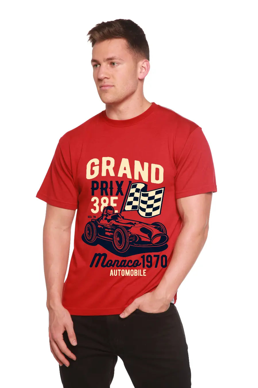 Grand Prix Men's Bamboo Viscose/Organic Cotton Short Sleeve Graphic T-Shirt Spun Bamboo