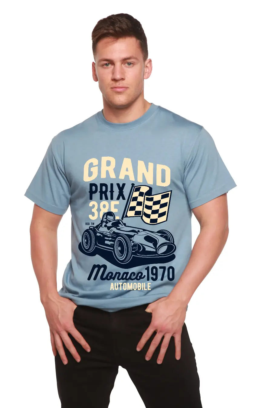 Grand Prix Men's Bamboo Viscose/Organic Cotton Short Sleeve Graphic T-Shirt Spun Bamboo