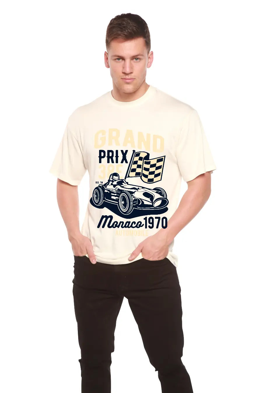 Grand Prix Men's Bamboo Viscose/Organic Cotton Short Sleeve Graphic T-Shirt Spun Bamboo