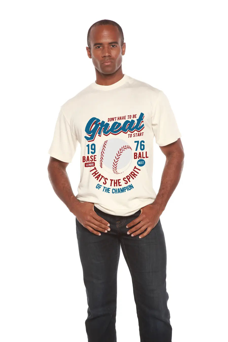 Great Baseball Men's Bamboo Viscose/Organic Cotton Short Sleeve Graphic T-Shirt Spun Bamboo