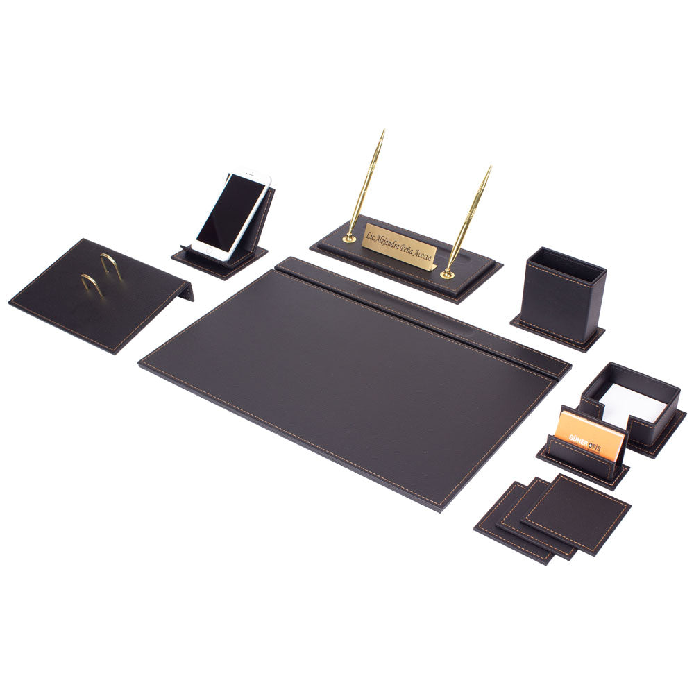 MOOG Luxury Desk Set-12 Accessories -Brown - 12 PCS Moogdesk