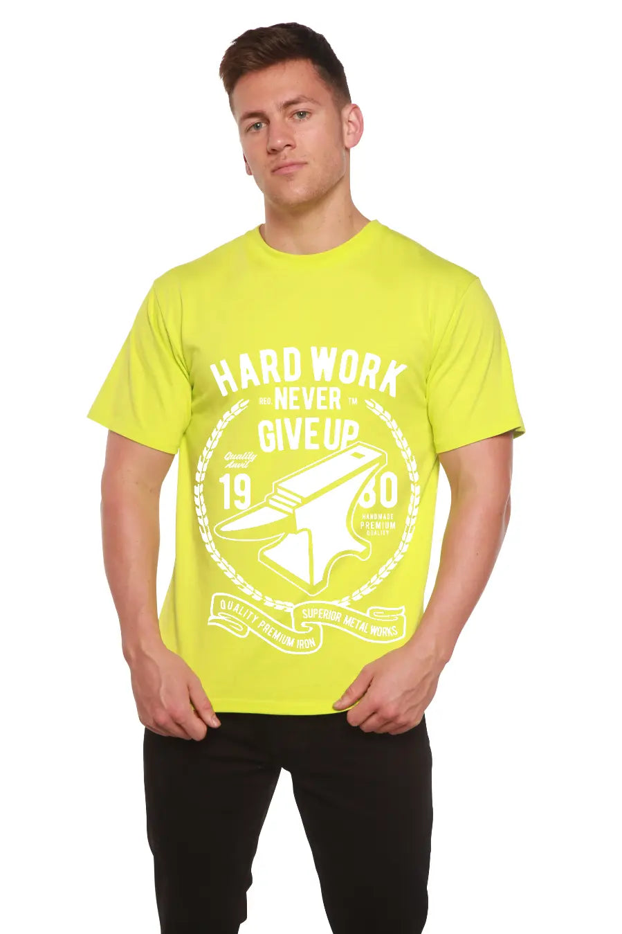 Hard Work Anvil Men's Bamboo Viscose/Organic Cotton Short Sleeve Graphic T-Shirt Spun Bamboo
