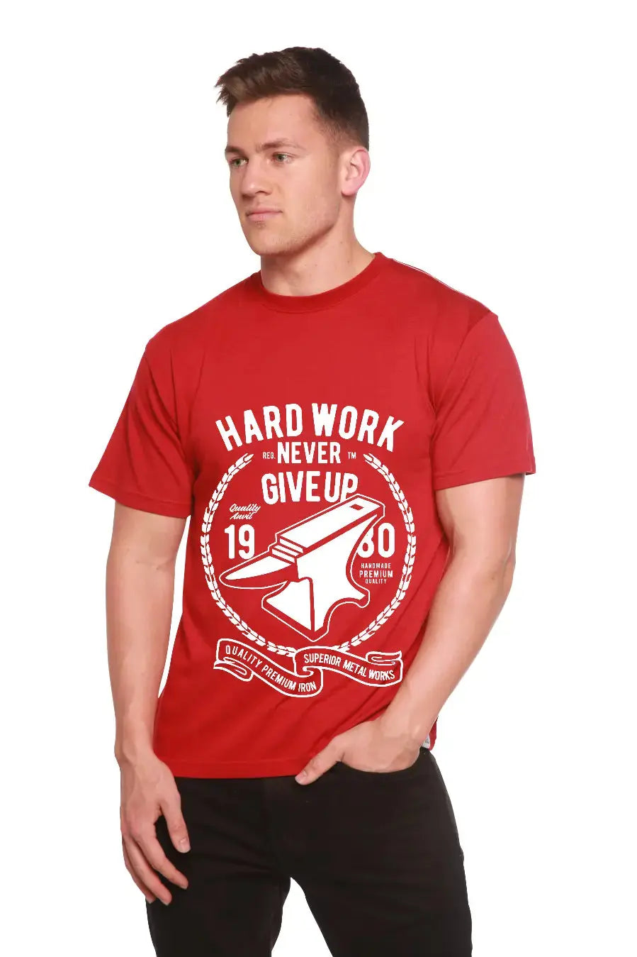 Hard Work Anvil Men's Bamboo Viscose/Organic Cotton Short Sleeve Graphic T-Shirt Spun Bamboo