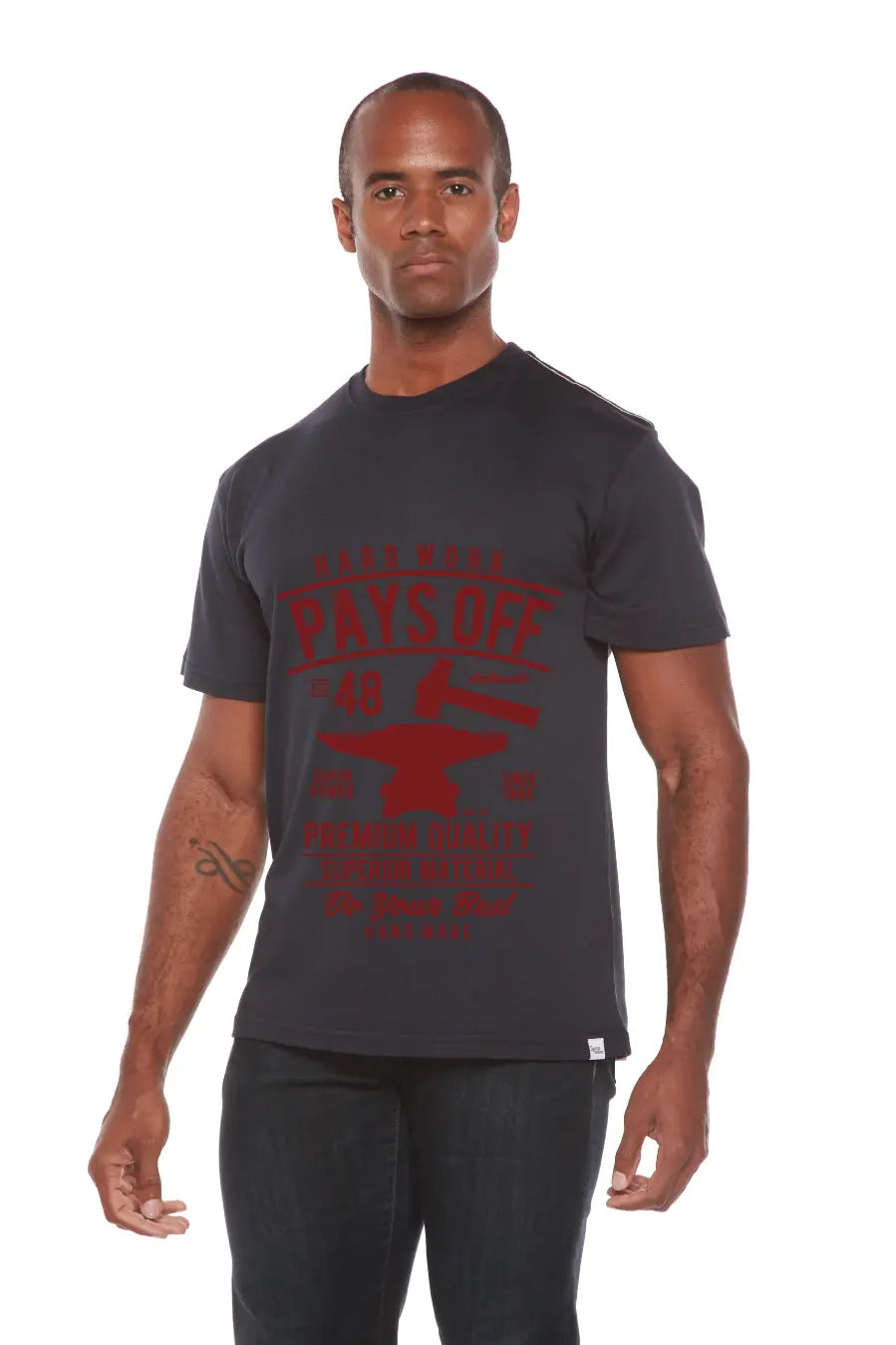 Hard Work Pays Men's Bamboo Viscose/Organic Cotton Short Sleeve Graphic T-Shirt Spun Bamboo