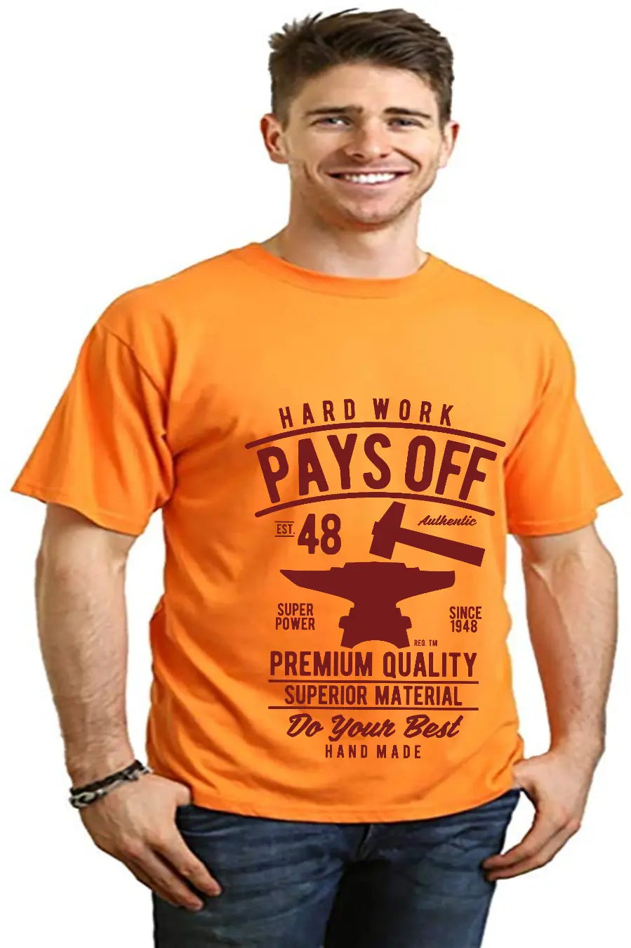 Hard Work Pays Men's Bamboo Viscose/Organic Cotton Short Sleeve Graphic T-Shirt Spun Bamboo