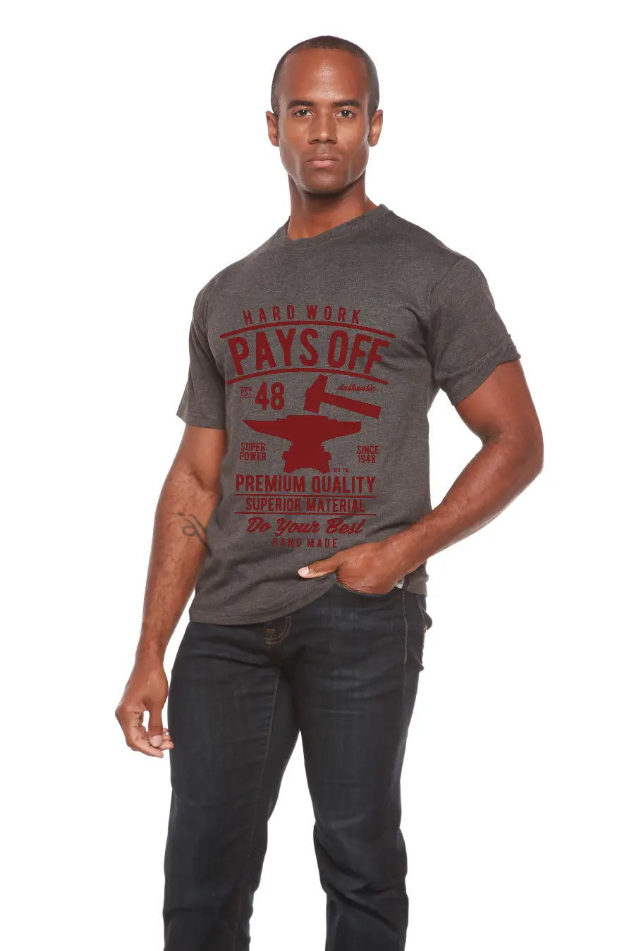 Hard Work Pays Men's Bamboo Viscose/Organic Cotton Short Sleeve Graphic T-Shirt Spun Bamboo