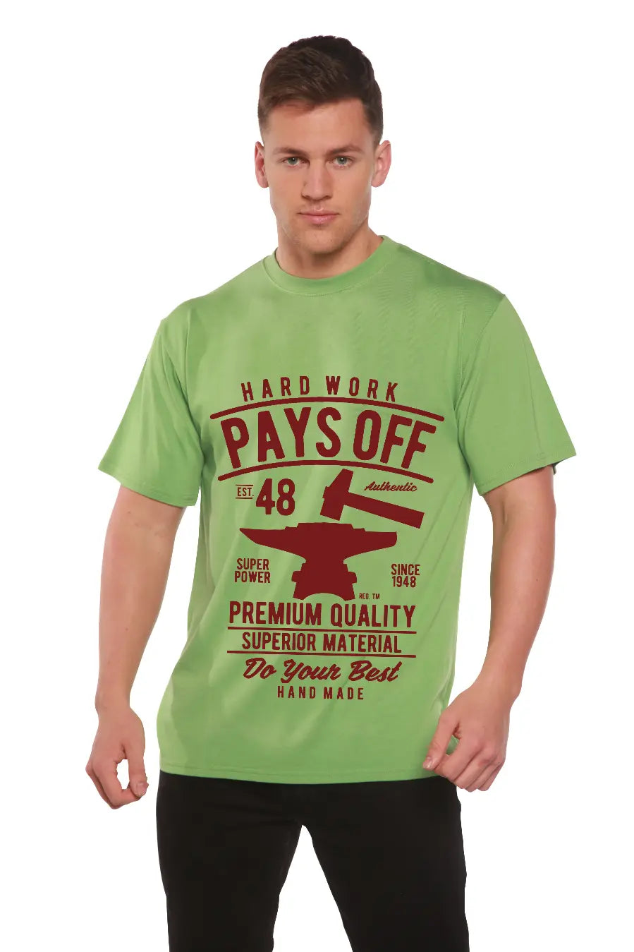 Hard Work Pays Men's Bamboo Viscose/Organic Cotton Short Sleeve Graphic T-Shirt Spun Bamboo